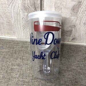 Vino2Go Double Wall Insulated Wine Tumbler "Wine Down Yacht Club" Travel Mug